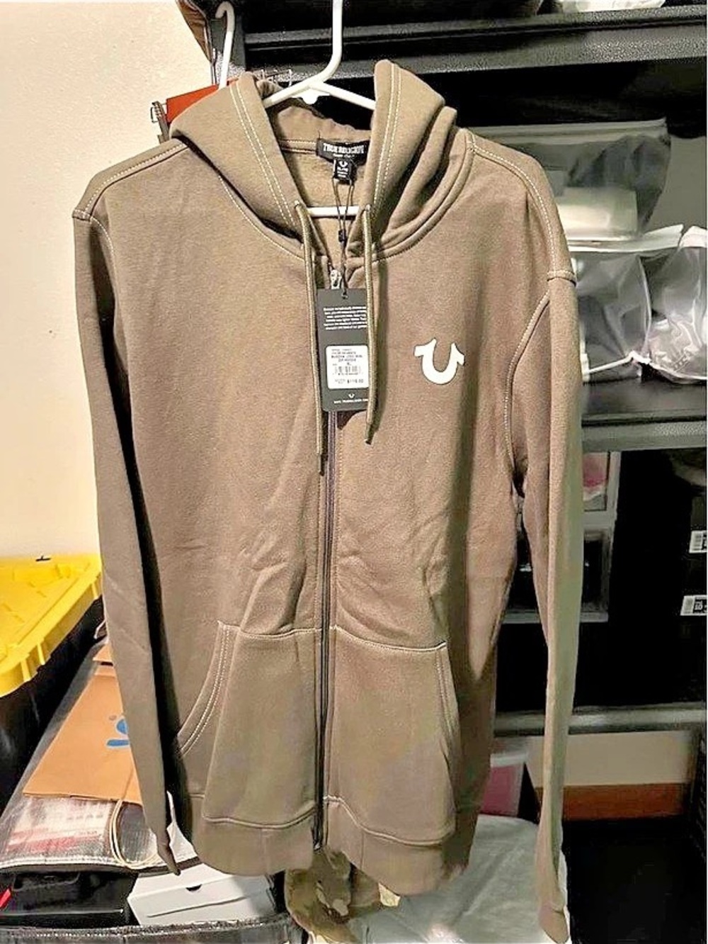 True Religion Buddha Logo Seal Zip Hoodie Brown XL